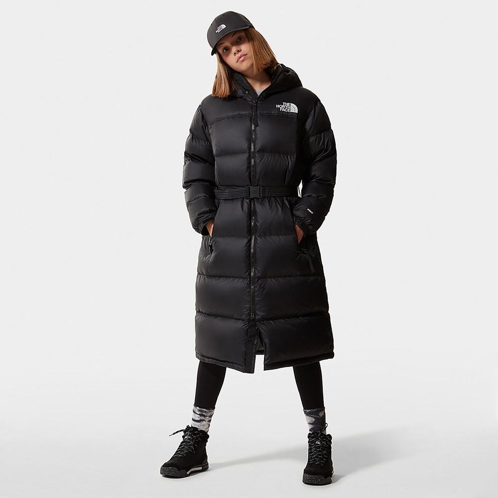 Bundy Parka The North Face Nuptse Belted Long Damske Čierne | RWO-258107