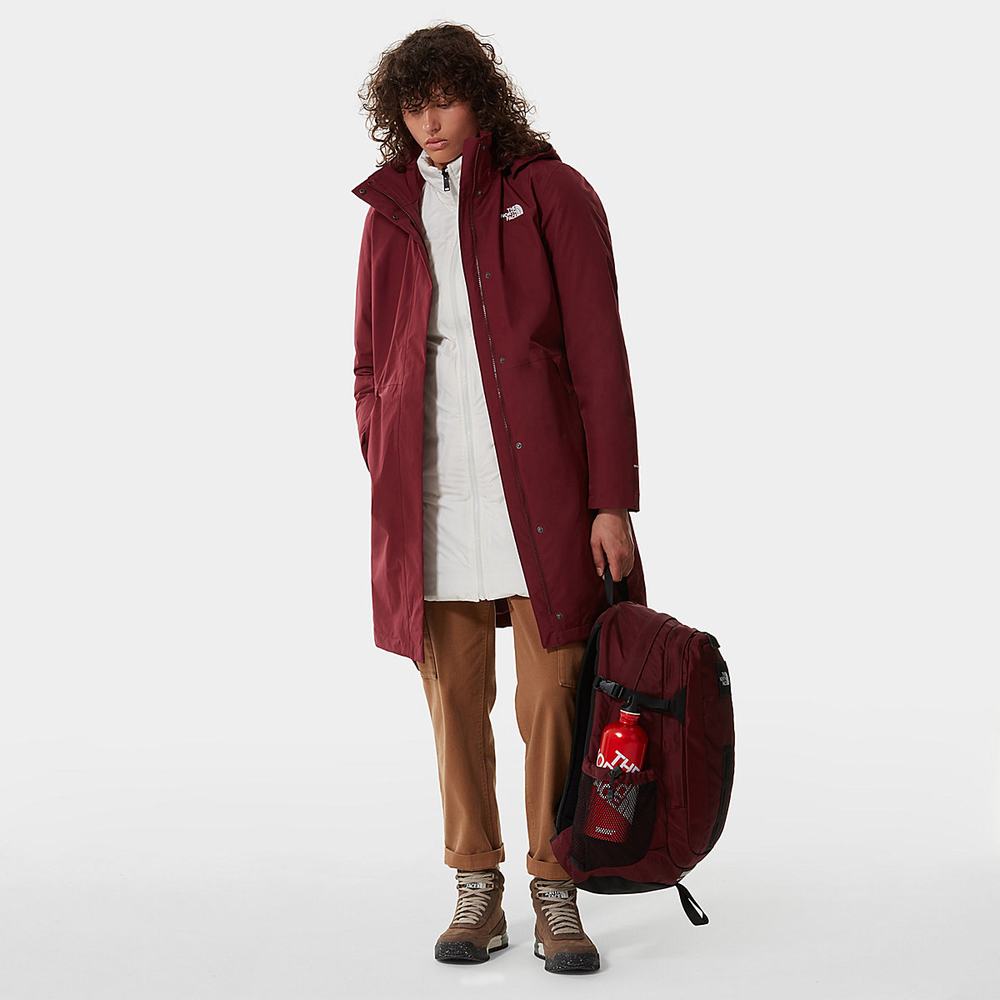 Bundy Parka The North Face Suzanne Triclimate Damske Červené Biele | XHR-753941