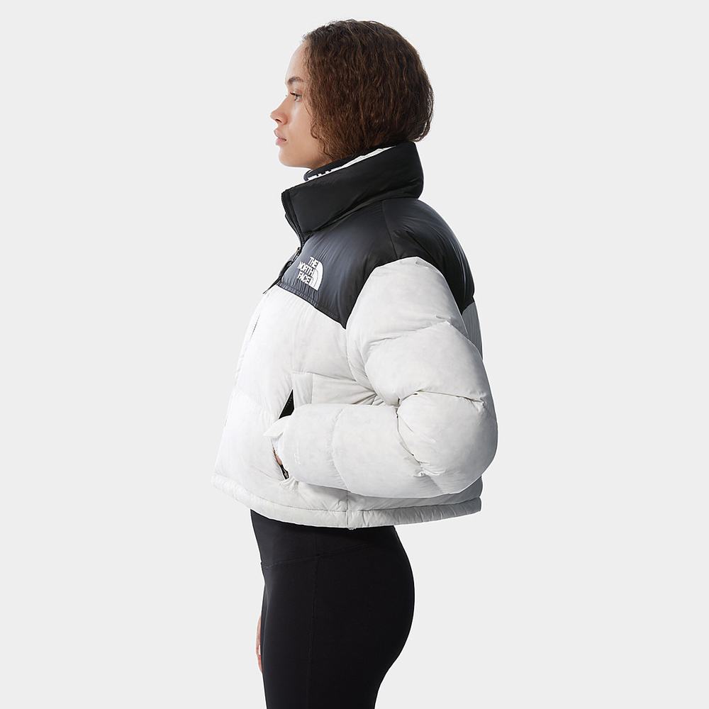 Bundy The North Face Nuptse Kratke Damske Biele Čierne | EYN-698143