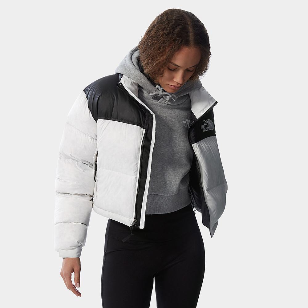 Bundy The North Face Nuptse Kratke Damske Biele Čierne | EYN-698143