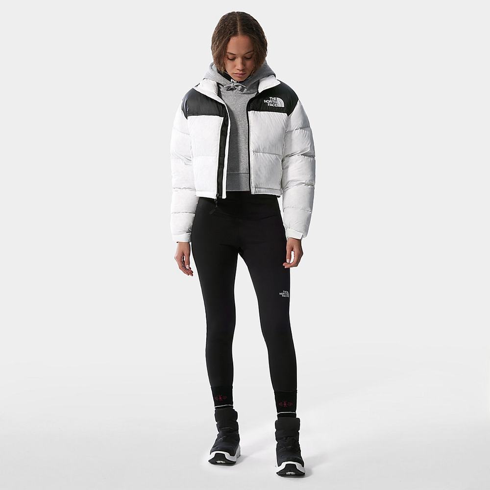 Bundy The North Face Nuptse Kratke Damske Biele Čierne | EYN-698143