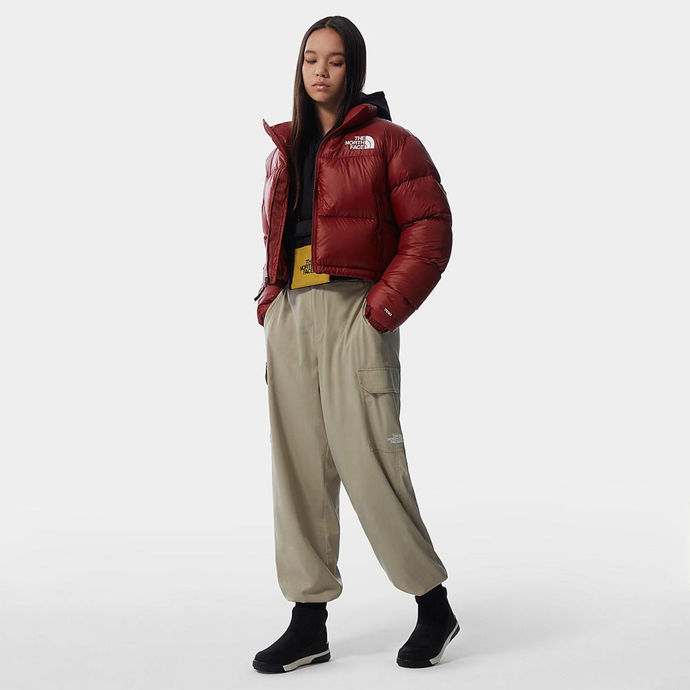 Bundy The North Face Nuptse Kratke Damske Tmavo Červené | HVQ-697140
