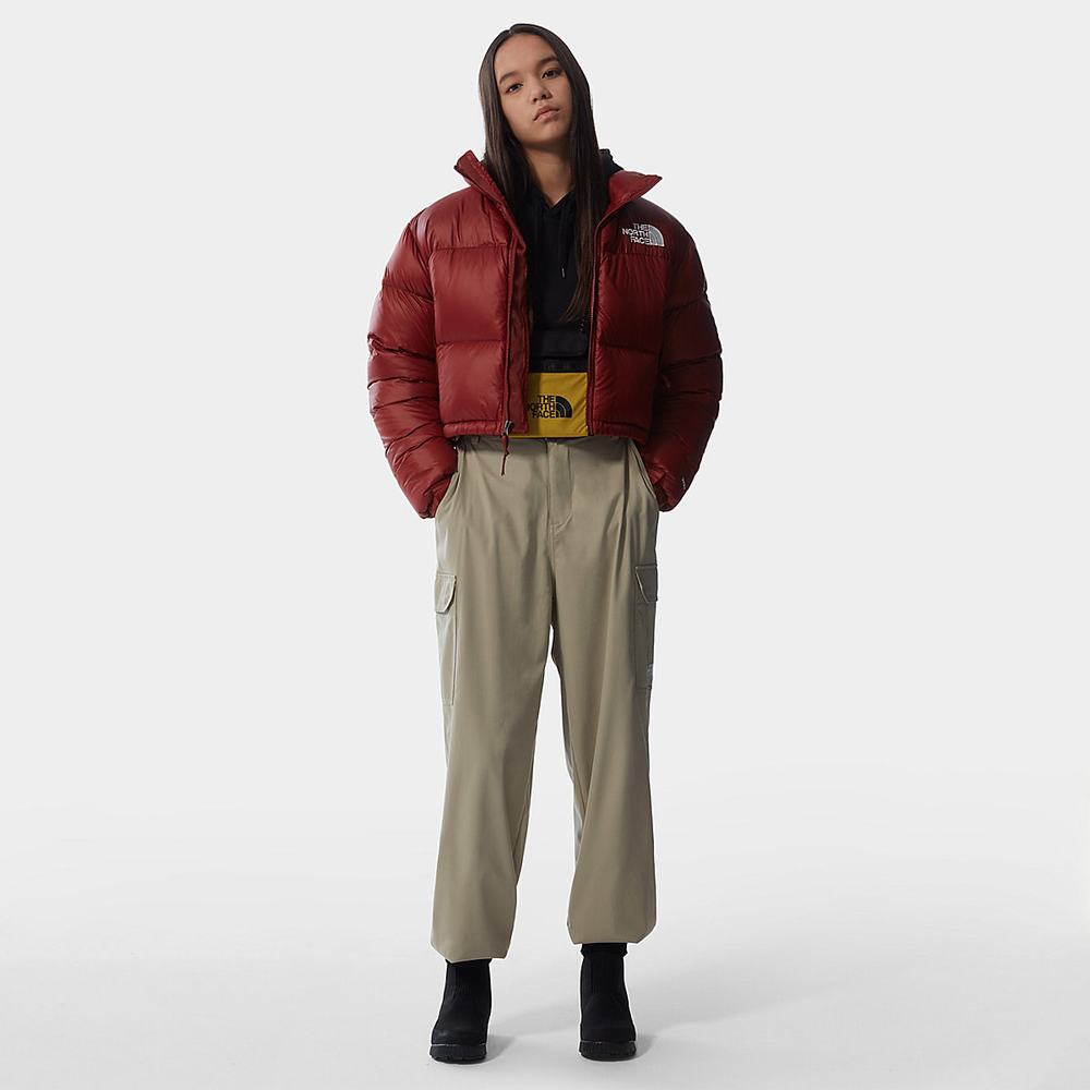 Bundy The North Face Nuptse Kratke Damske Tmavo Červené | HVQ-697140
