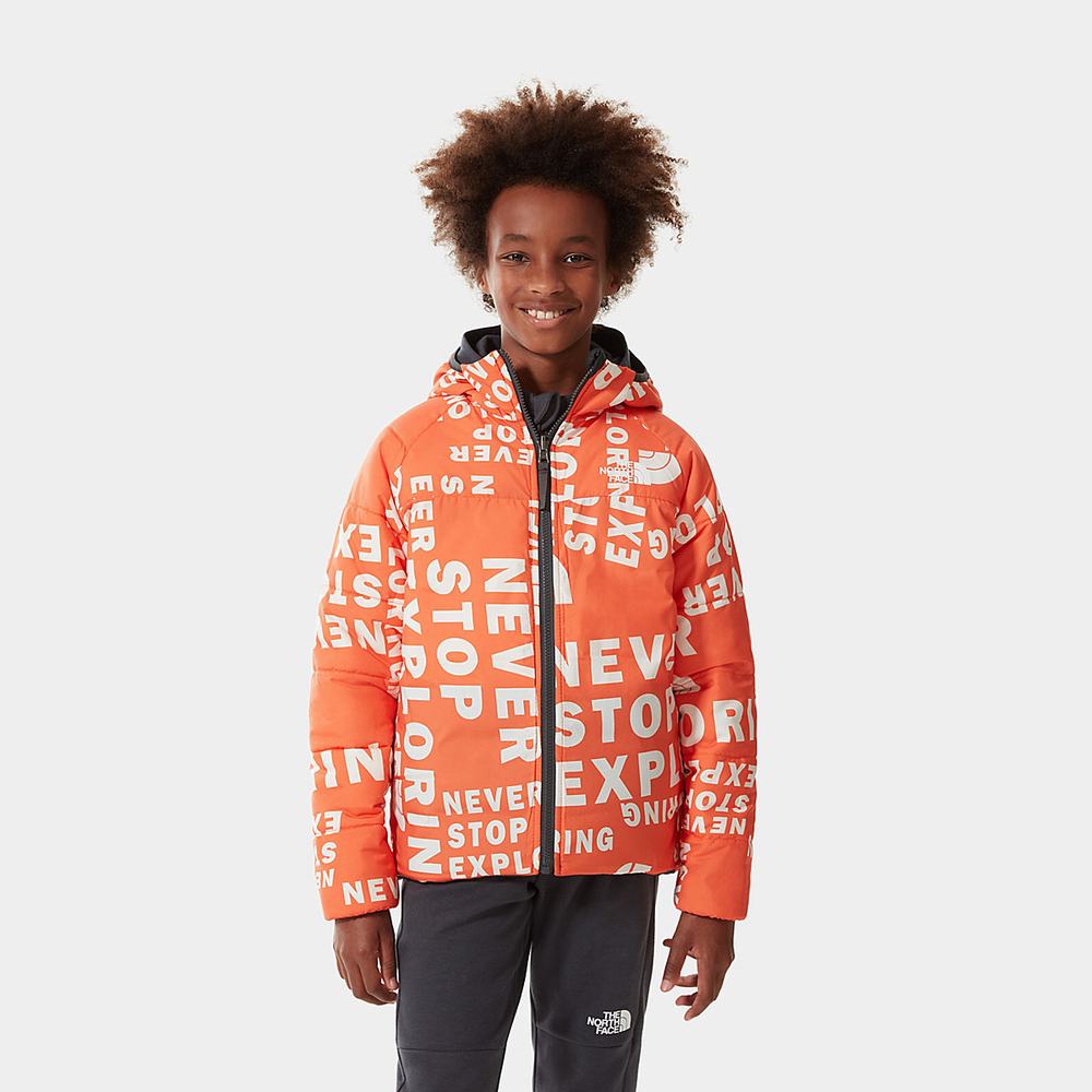 Bundy The North Face Printed Reversible Perrito Insulated Chlapcenske Červené Siva Oranžové | ZVO-401598