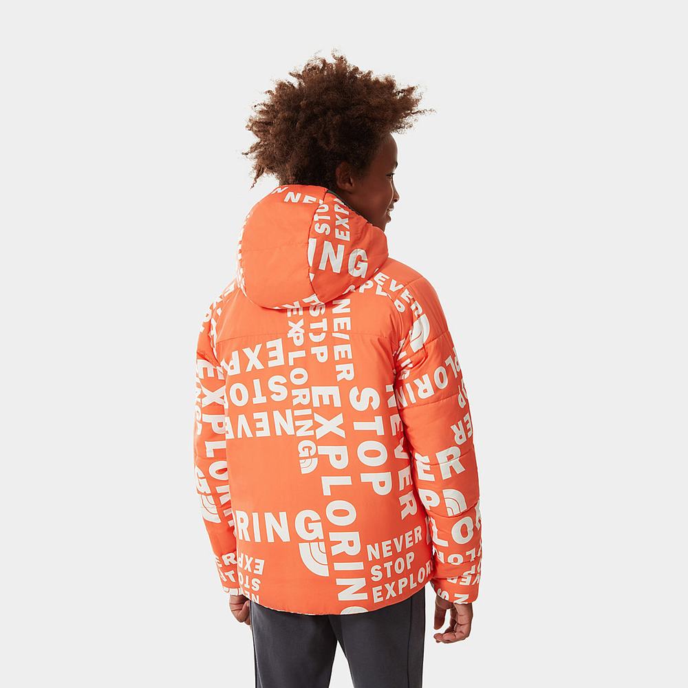 Bundy The North Face Printed Reversible Perrito Insulated Chlapcenske Červené Siva Oranžové | ZVO-401598