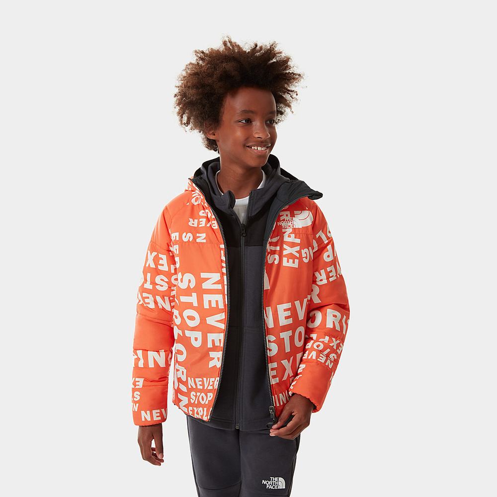 Bundy The North Face Printed Reversible Perrito Insulated Chlapcenske Červené Siva Oranžové | ZVO-401598