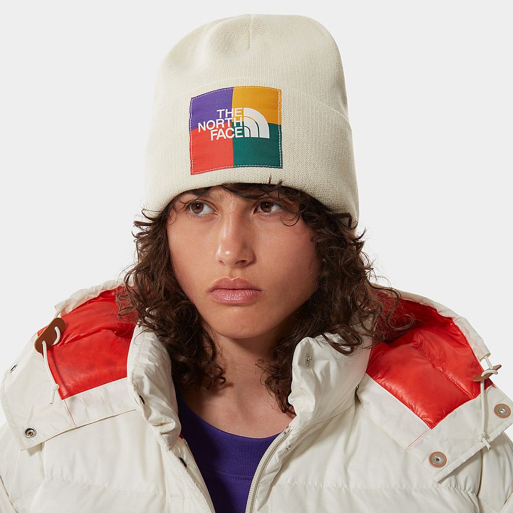Ciapky The North Face Colourblock Pletené Beanie Damske Biele | HPV-093821
