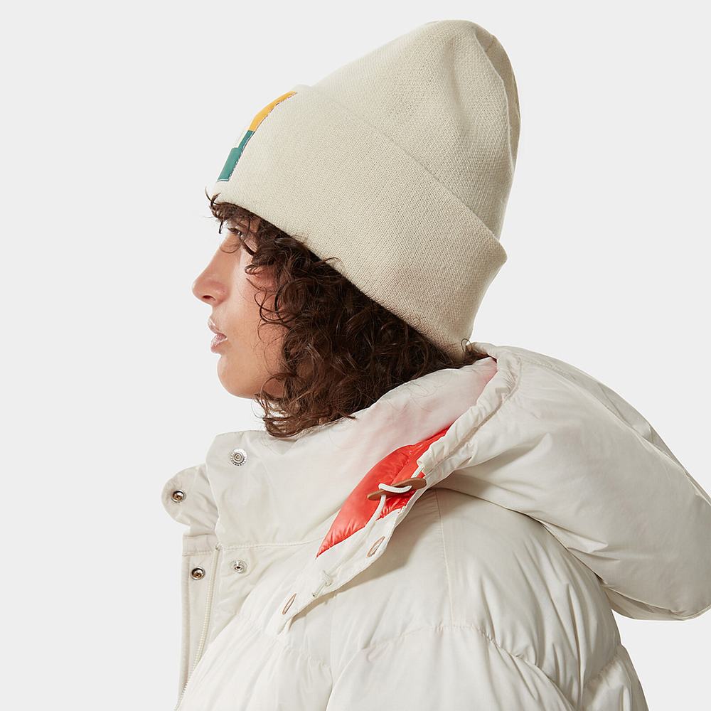 Ciapky The North Face Colourblock Pletené Beanie Damske Biele | HPV-093821