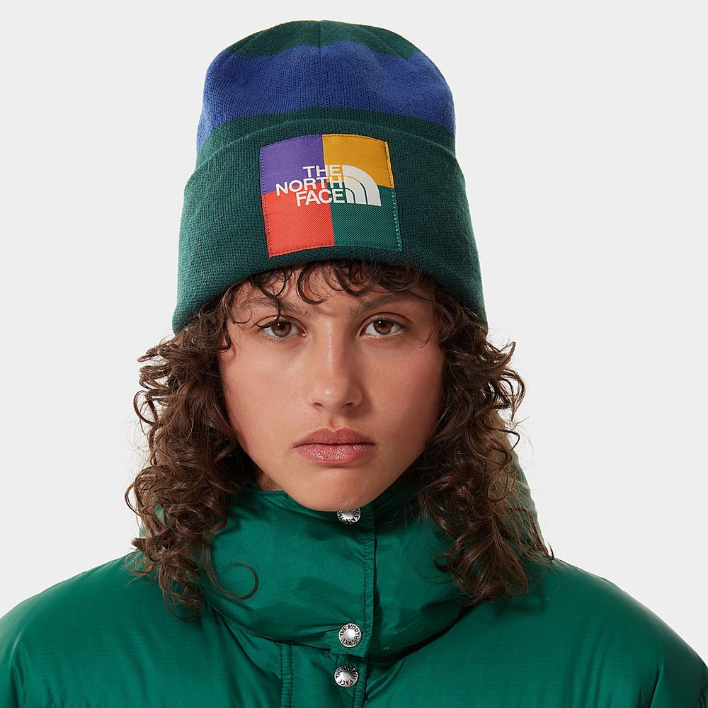 Ciapky The North Face Colourblock Pletené Beanie Damske Zelene | TVB-584170