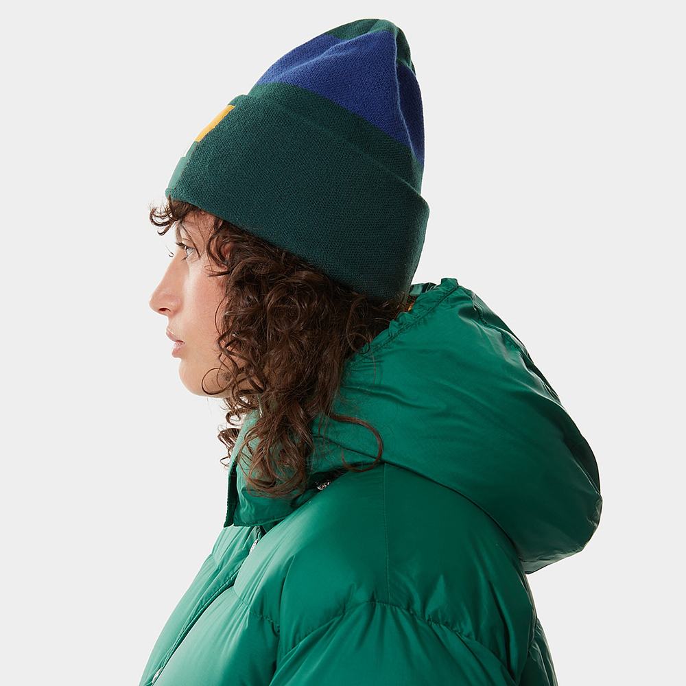 Ciapky The North Face Colourblock Pletené Beanie Damske Zelene | TVB-584170