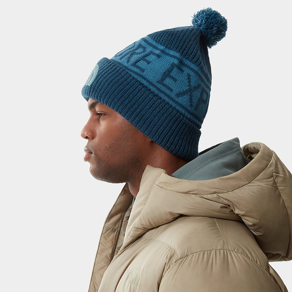 Ciapky The North Face Retro TNF Pom Beanie Panske Modre | MQN-891074