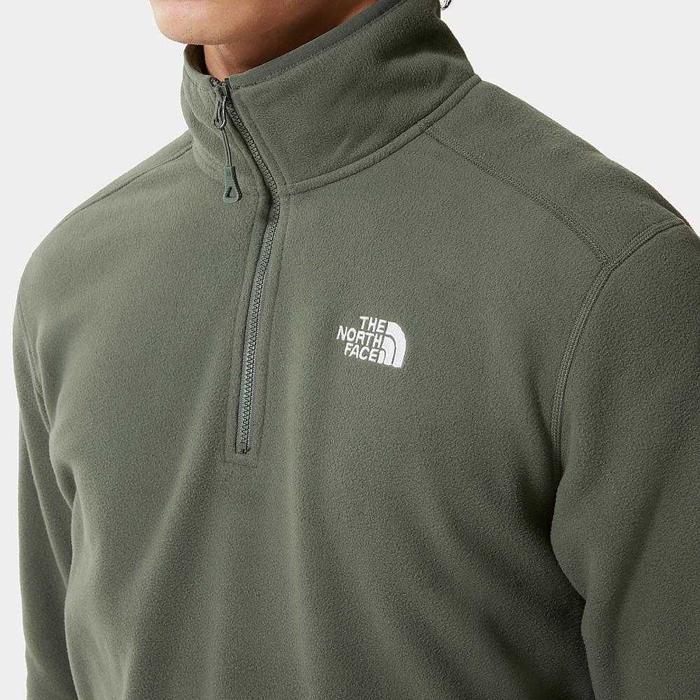 Fleece Mikiny The North Face 100 Glacier Quarter-Zip Panske Olivovo Zelená Zelene | ACD-708396