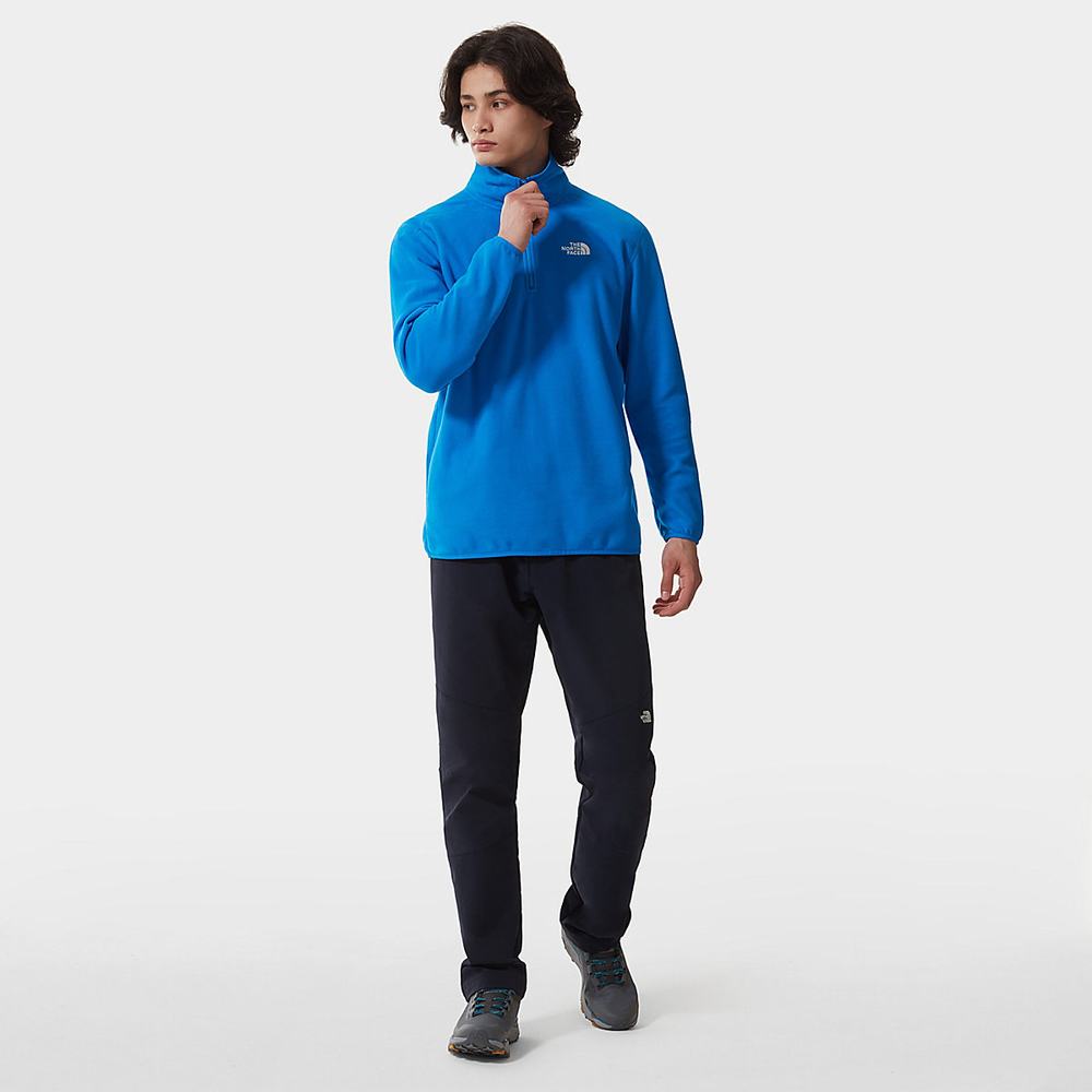 Fleece Mikiny The North Face 100 Glacier Quarter-Zip Panske Modre | DRF-649127