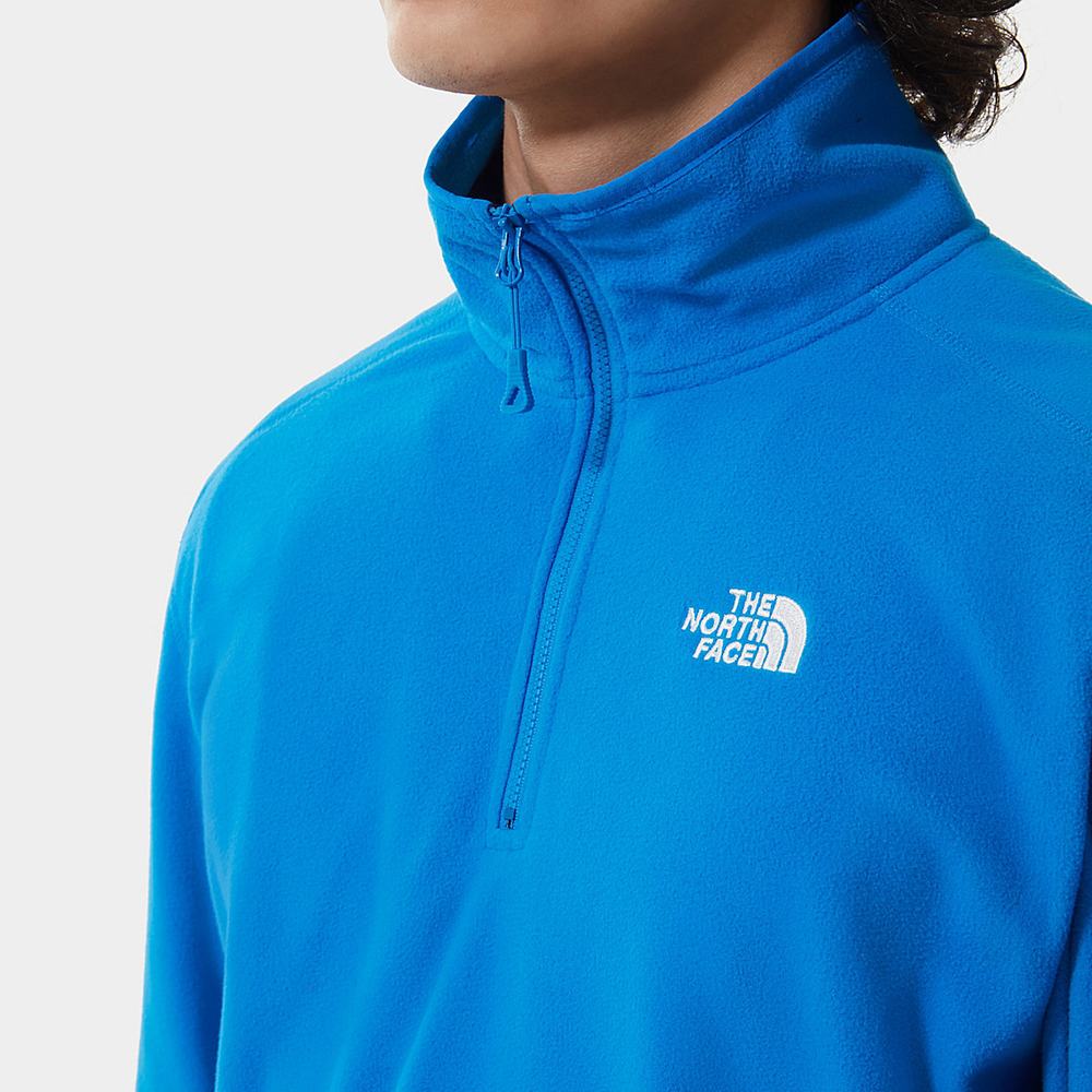 Fleece Mikiny The North Face 100 Glacier Quarter-Zip Panske Modre | DRF-649127