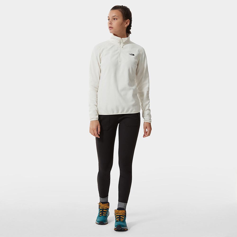 Fleece Mikiny The North Face 100 Glacier Quarter-Zip Damske Biele | DZF-948071