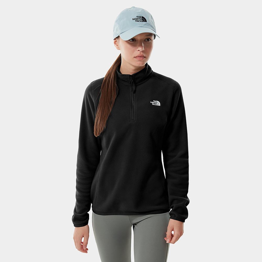 Fleece Mikiny The North Face 100 Glacier Quarter Zip Damske Čierne | ELZ-931074