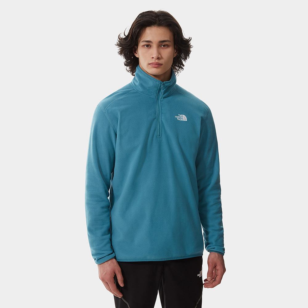 Fleece Mikiny The North Face 100 Glacier Quarter-Zip Panske Modre | OTC-864795
