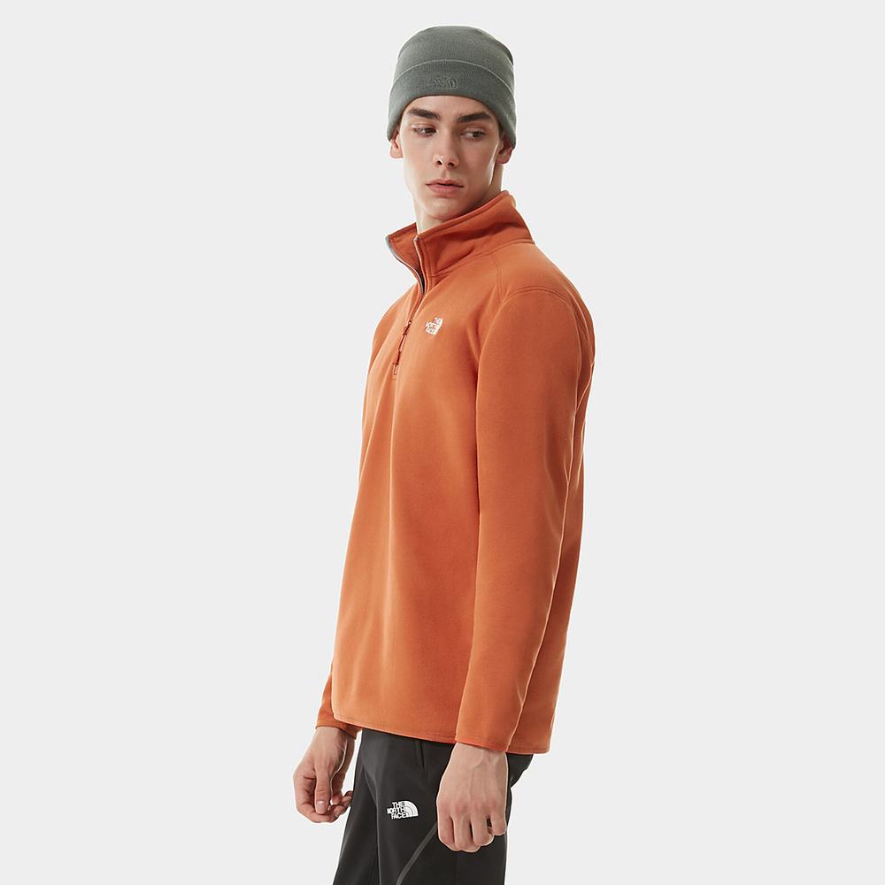 Fleece Mikiny The North Face 100 Glacier Quarter-Zip Panske Oranžové | VQW-938465