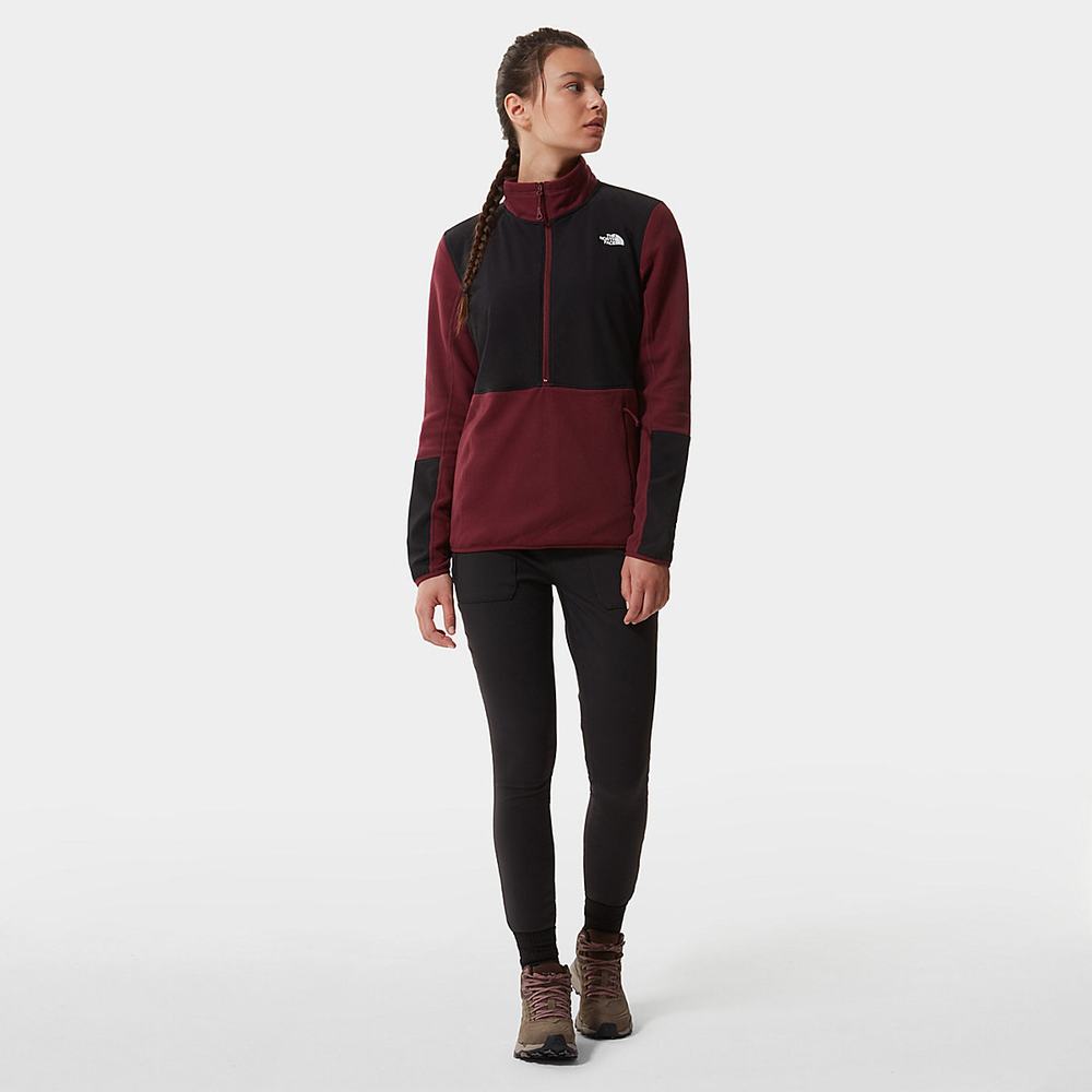 Fleece Mikiny The North Face Diablo Stredná Vrstva Quarter-Zip Damske Červené Čierne | DVX-462901