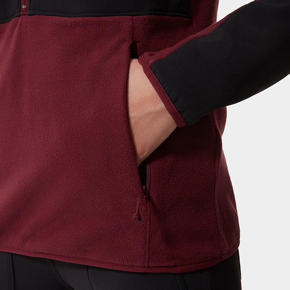 Fleece Mikiny The North Face Diablo Stredná Vrstva Quarter-Zip Damske Červené Čierne | DVX-462901
