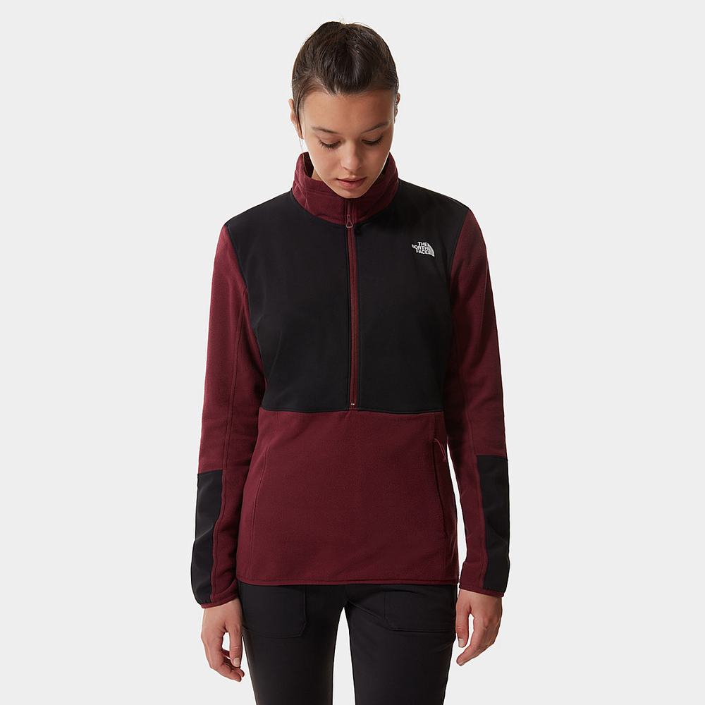 Fleece Mikiny The North Face Diablo Stredná Vrstva Quarter-Zip Damske Červené Čierne | DVX-462901