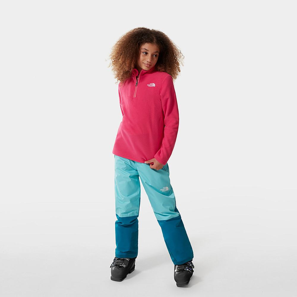 Fleece Mikiny The North Face Glacier Quarter Zip Chlapcenske Ruzove Biele | PRS-102935