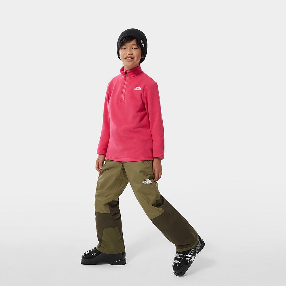 Fleece Mikiny The North Face Glacier Quarter Zip Chlapcenske Ruzove Biele | PRS-102935