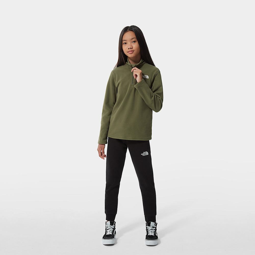 Fleece Mikiny The North Face Glacier Quarter Zip Dievcenske Olivovo Zelená Zelene | RUD-425687