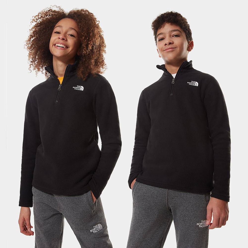 Fleece Mikiny The North Face Glacier Quarter Zip Dievcenske Čierne Biele | XZF-508379