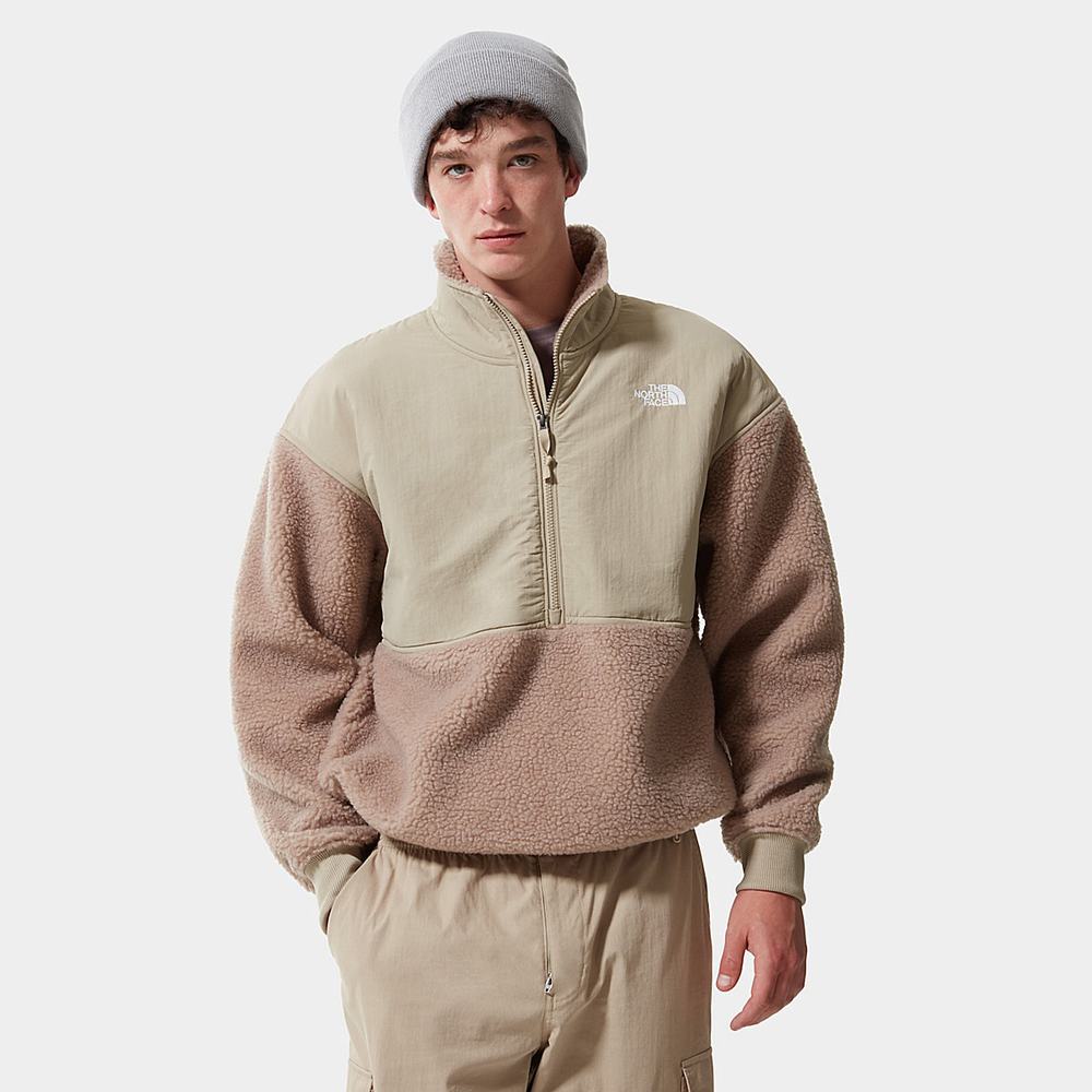 Fleece Mikiny The North Face PLATTE SHERPA ¼ ZIP Panske Svetlo Hnede | FJT-418095