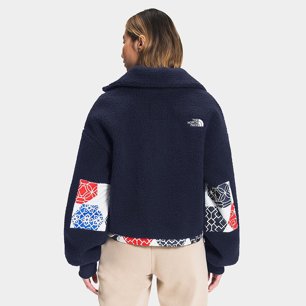 Fleece Mikiny The North Face PRINTED PLATTE SHERPA Damske Modre | CAB-631948