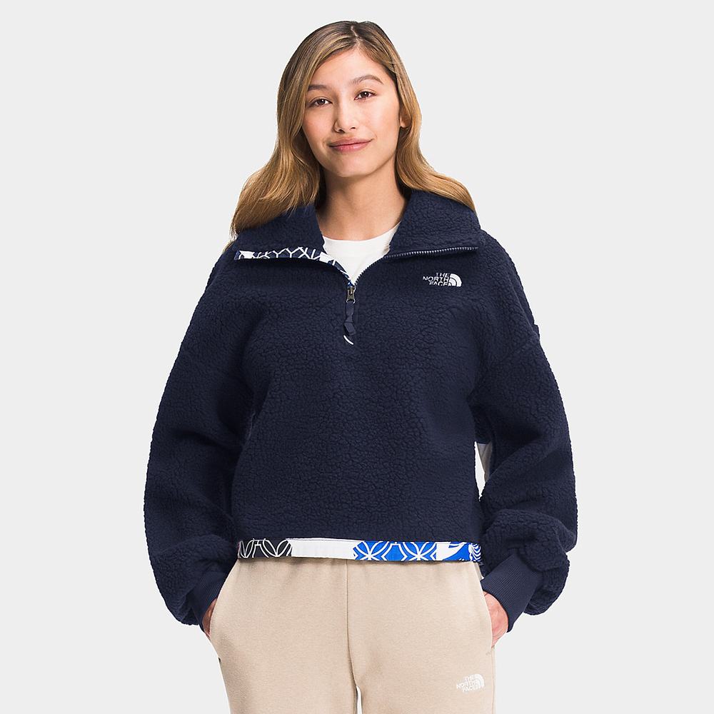 Fleece Mikiny The North Face PRINTED PLATTE SHERPA Damske Modre | CAB-631948