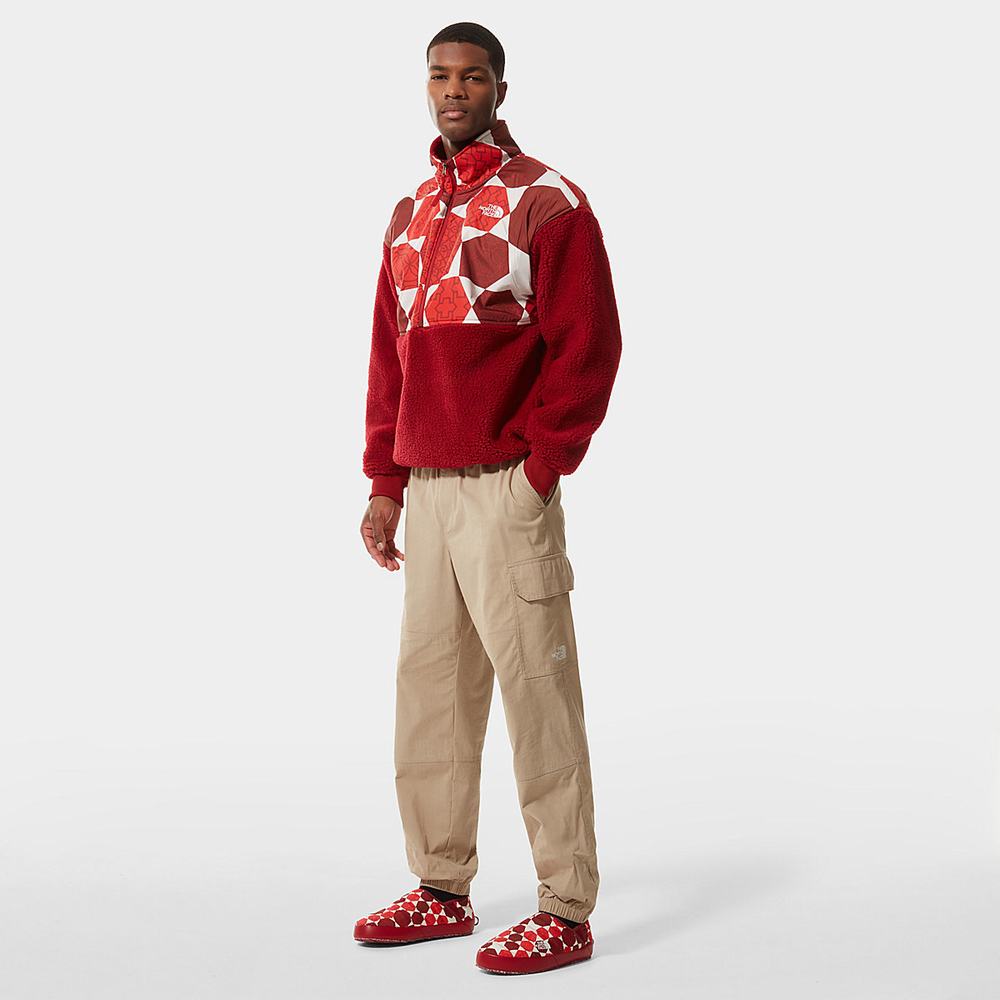 Fleece Mikiny The North Face PRINTED PLATTE SHERPA Panske Červené | VSK-164389