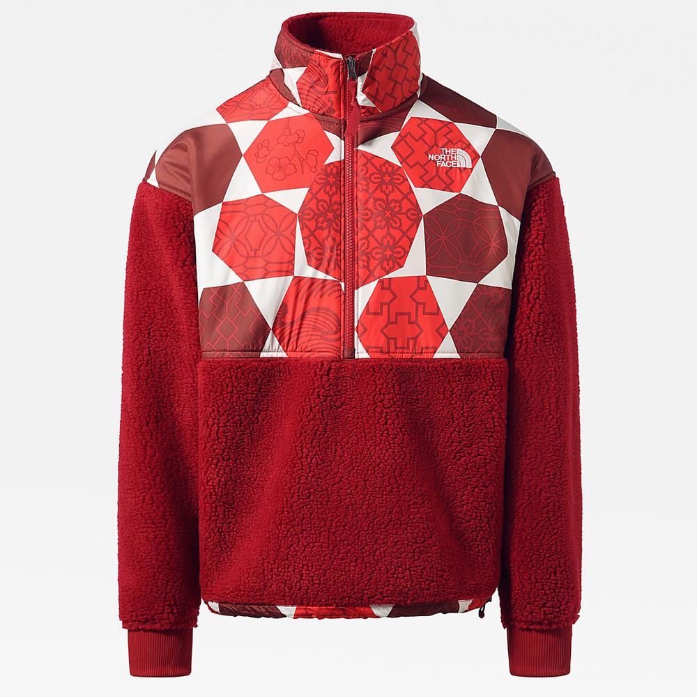 Fleece Mikiny The North Face PRINTED PLATTE SHERPA Panske Červené | VSK-164389