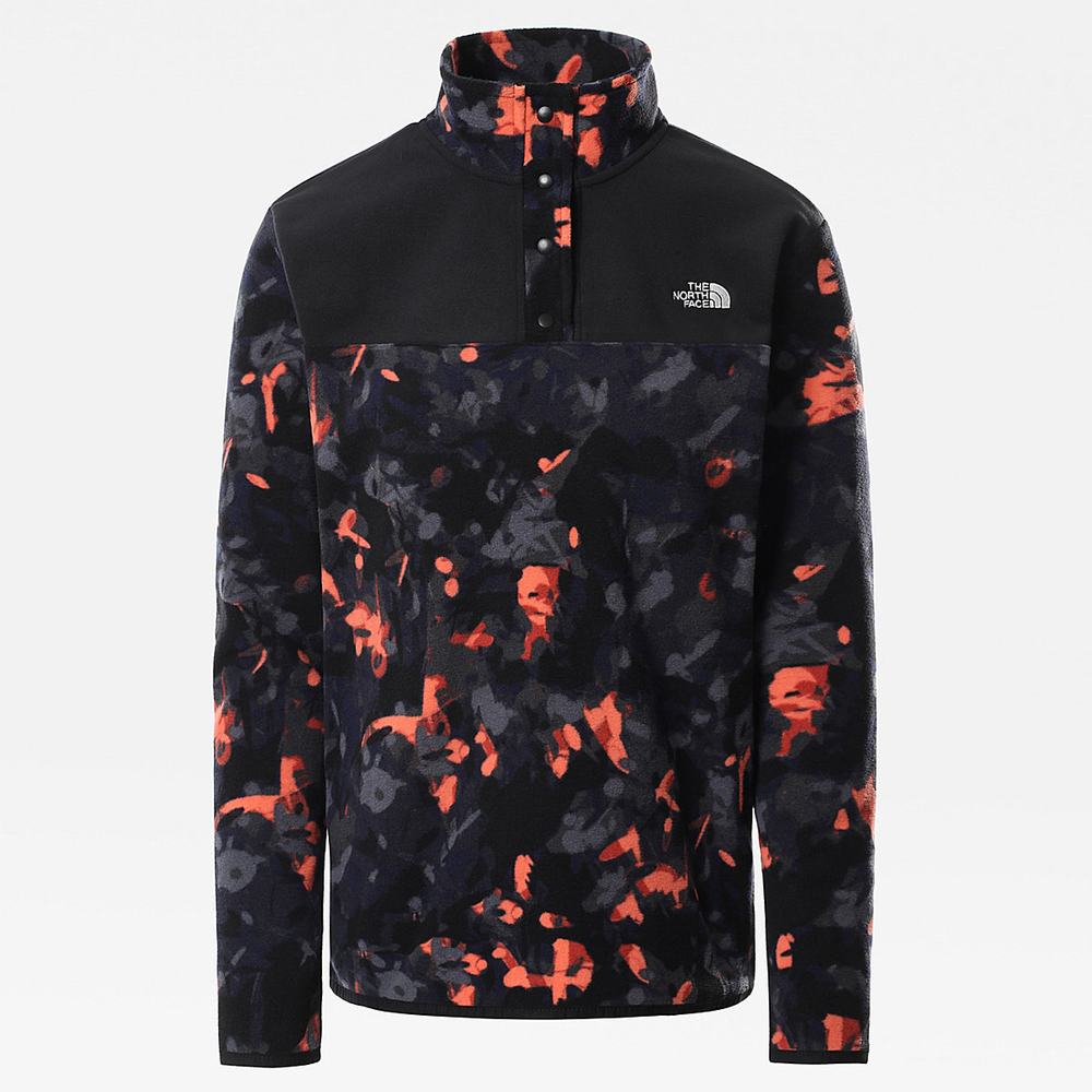 Fleece Mikiny The North Face Printed TKA Glacier Popper Button Damske Oranžové Čierne | DPJ-638491