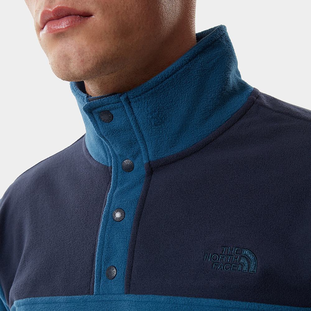 Fleece Mikiny The North Face TKA Glacier Snap-Neck Panske Modre Námornícka Modrá | DGN-123789
