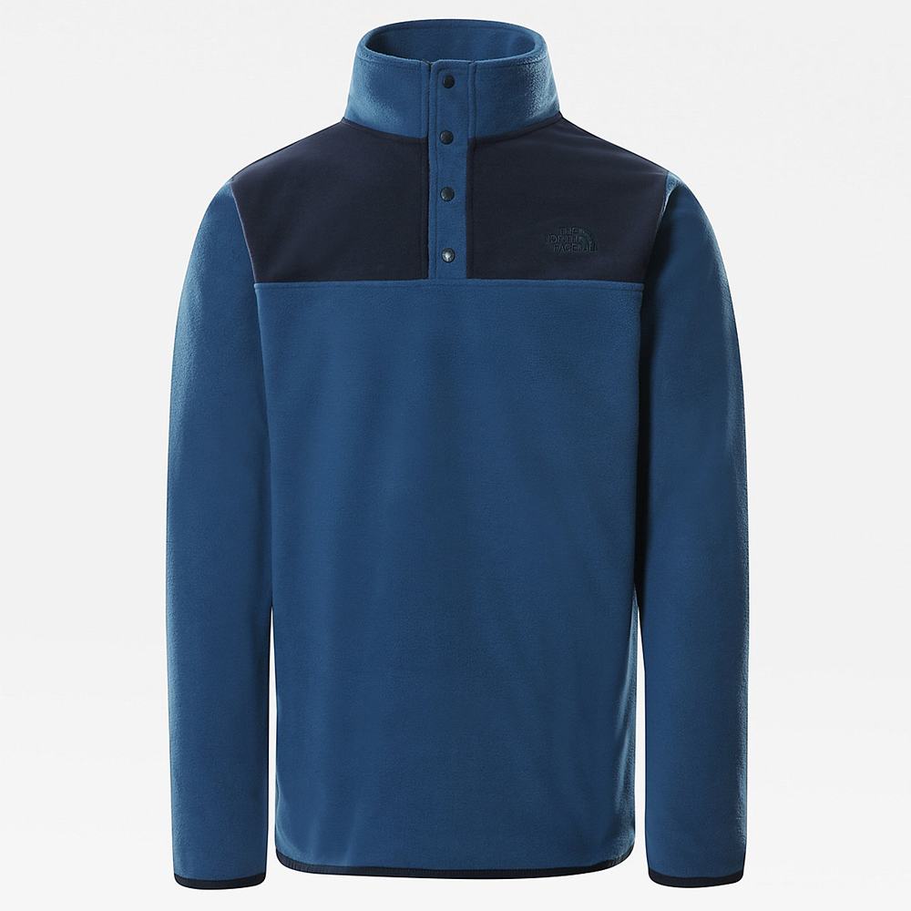 Fleece Mikiny The North Face TKA Glacier Snap-Neck Panske Modre Námornícka Modrá | DGN-123789