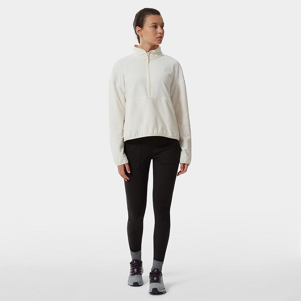 Fleece Mikiny The North Face TKA Glacier Cropped Damske Biele | FCV-951846
