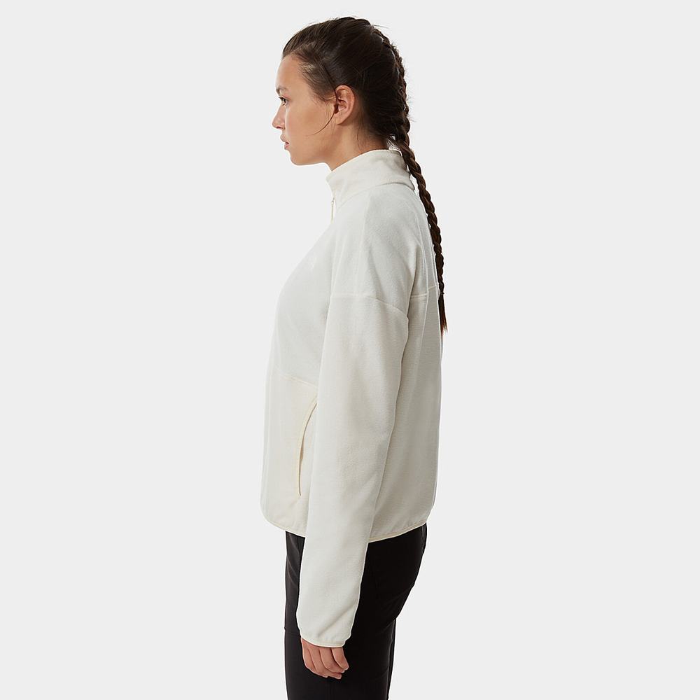 Fleece Mikiny The North Face TKA Glacier Cropped Damske Biele | FCV-951846