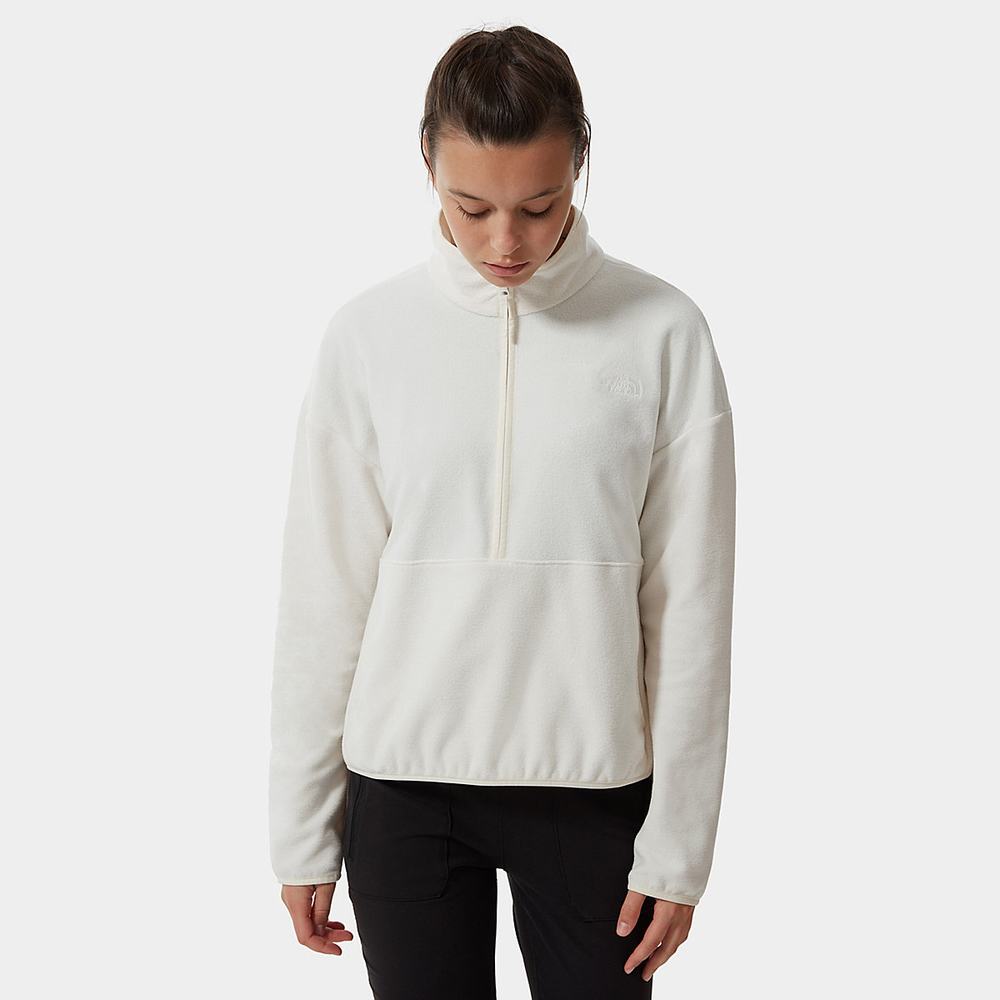 Fleece Mikiny The North Face TKA Glacier Cropped Damske Biele | FCV-951846