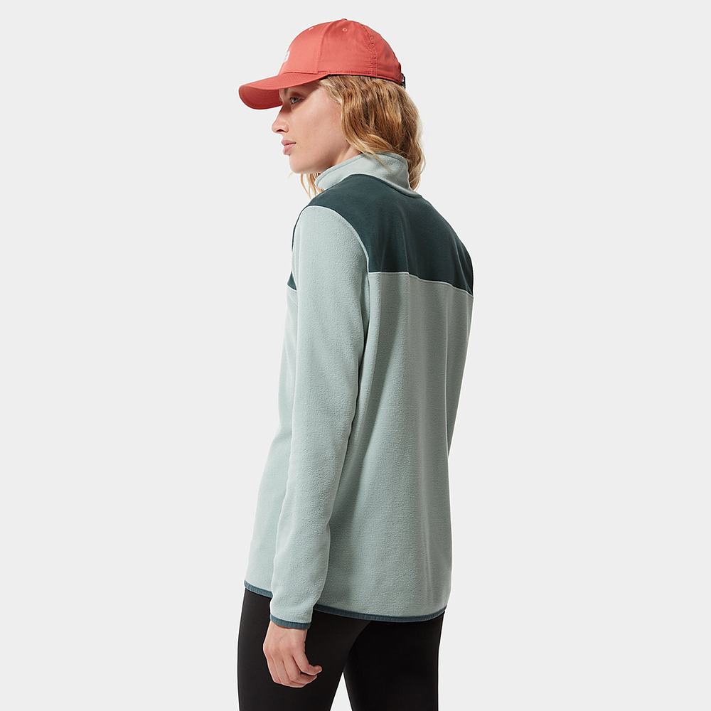 Fleece Mikiny The North Face TKA Glacier Snap-Neck Damske Zelene Tmavo Olivovo Zelená Zelene | HNW-974026