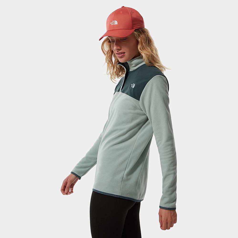 Fleece Mikiny The North Face TKA Glacier Snap-Neck Damske Zelene Tmavo Olivovo Zelená Zelene | HNW-974026