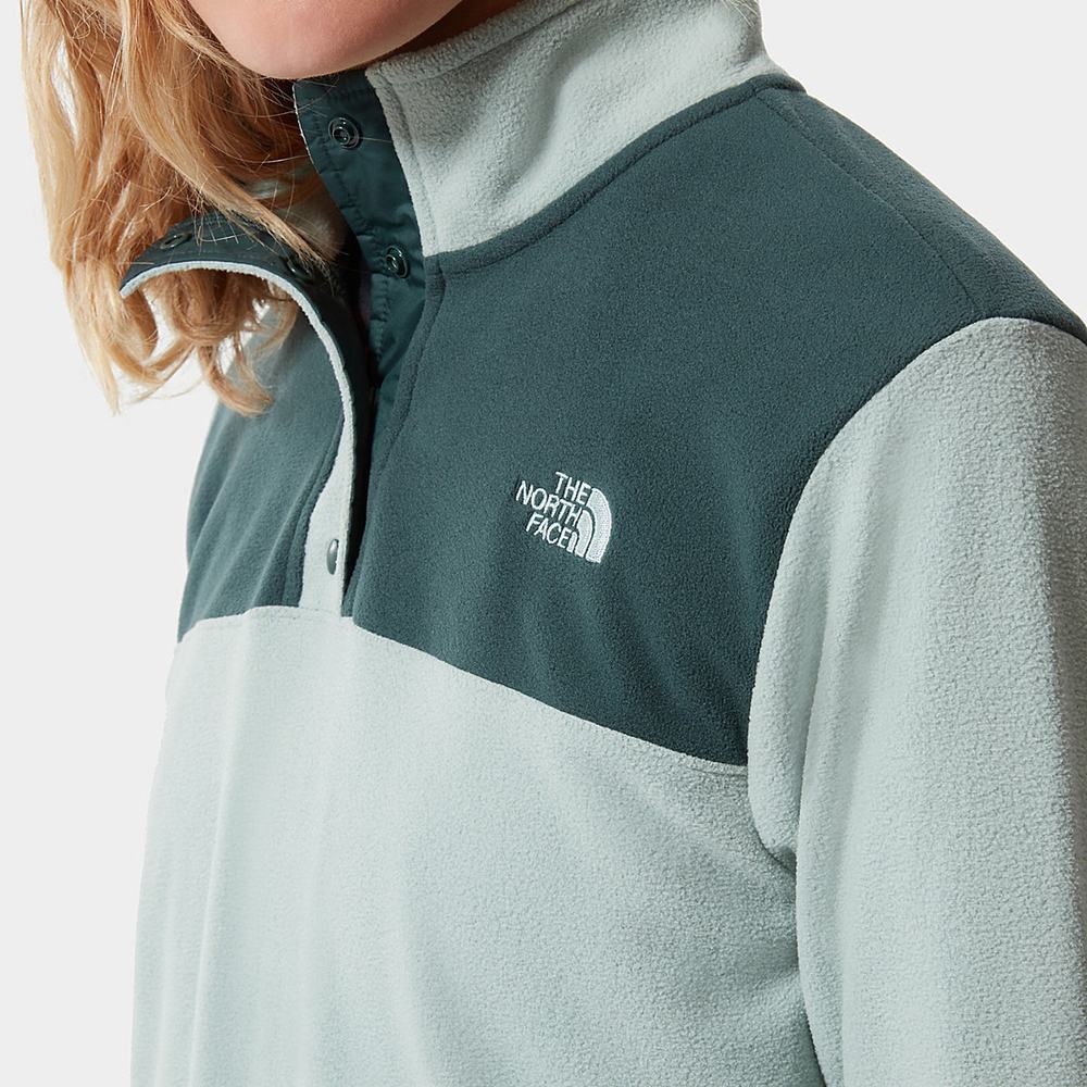 Fleece Mikiny The North Face TKA Glacier Snap-Neck Damske Zelene Tmavo Olivovo Zelená Zelene | HNW-974026