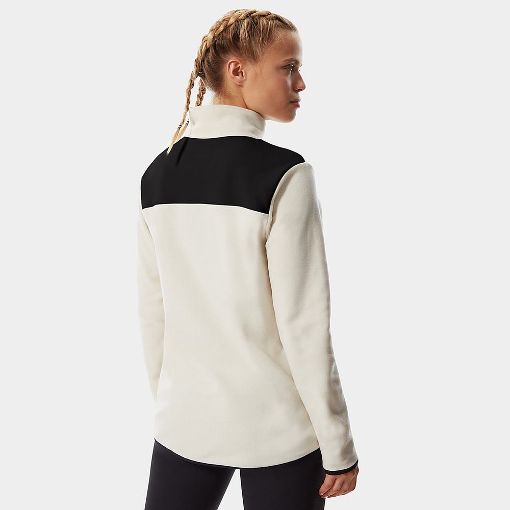 Fleece Mikiny The North Face TKA Glacier Snap-Neck Damske Biele Čierne | MPT-068149