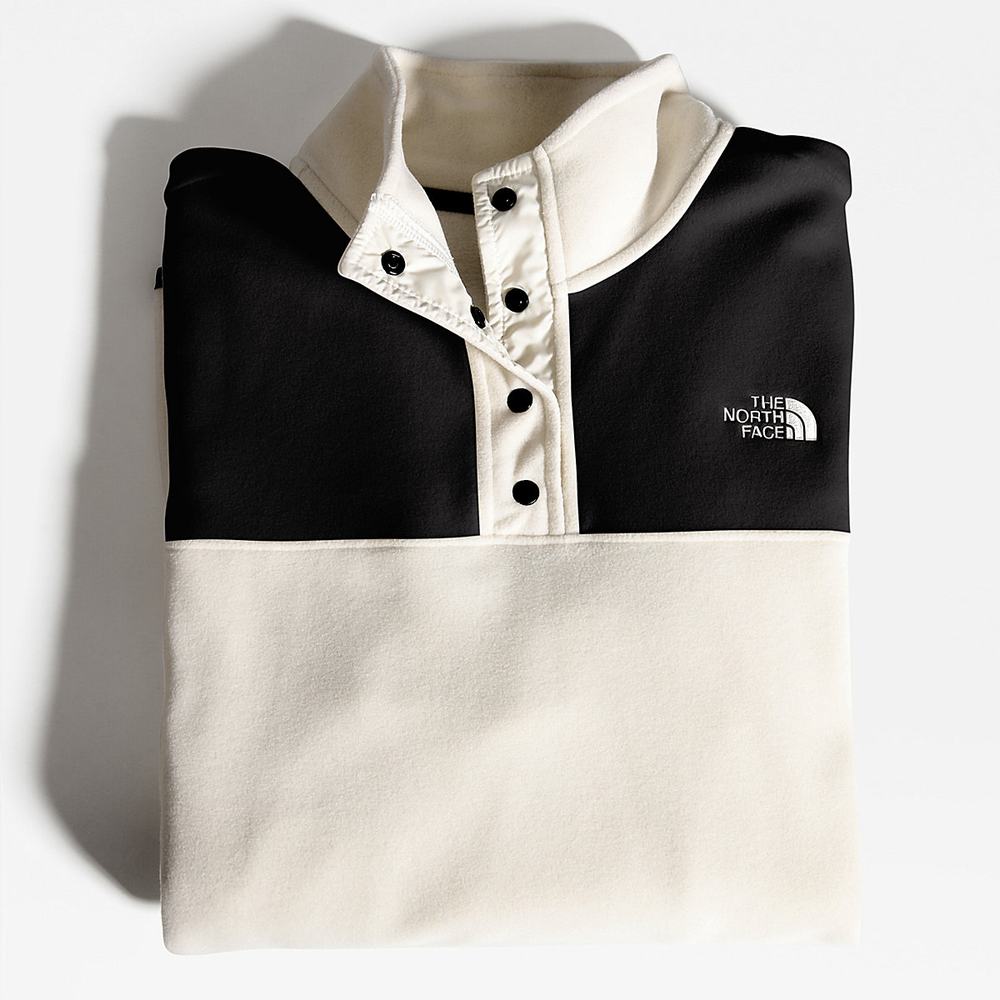 Fleece Mikiny The North Face TKA Glacier Snap-Neck Damske Biele Čierne | MPT-068149