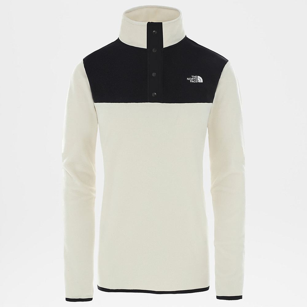 Fleece Mikiny The North Face TKA Glacier Snap-Neck Damske Biele Čierne | MPT-068149