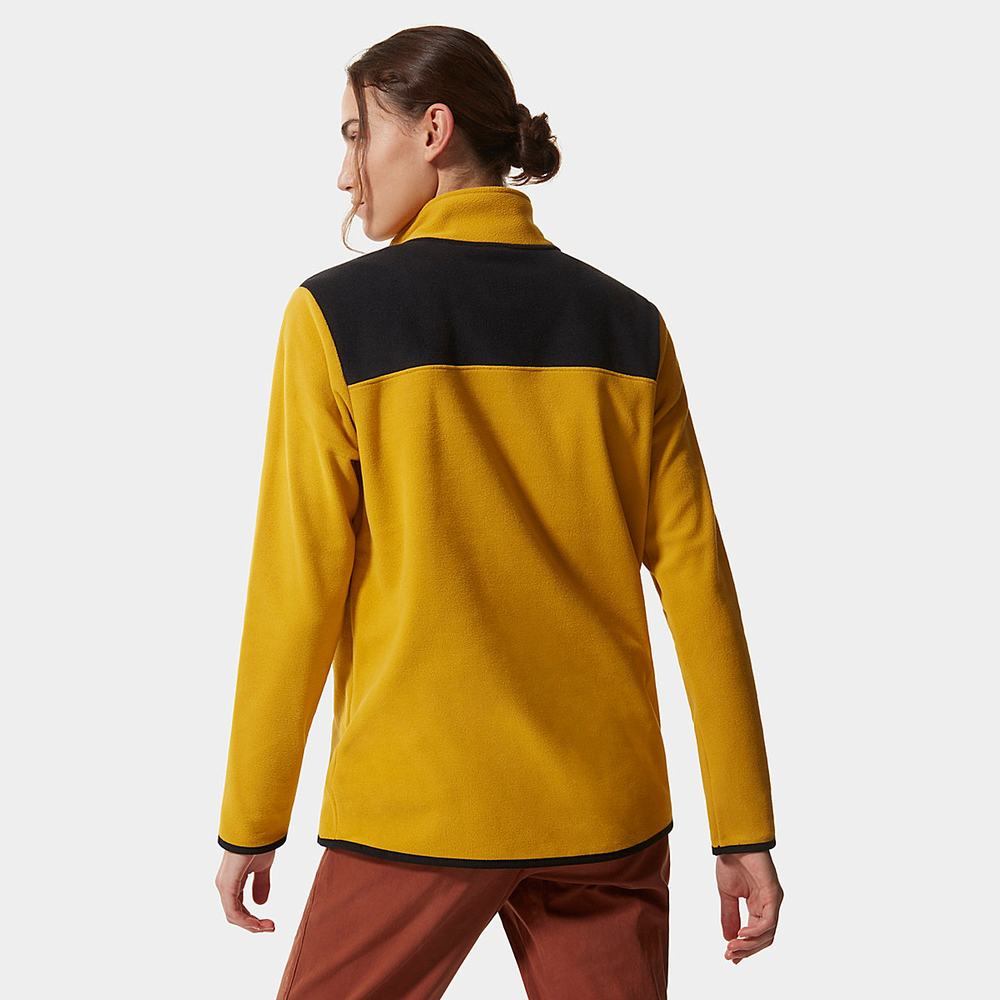 Fleece Mikiny The North Face TKA Glacier Snap-Neck Damske Žlté Čierne | MQU-601958