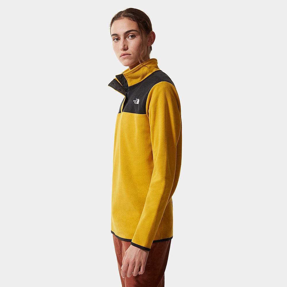 Fleece Mikiny The North Face TKA Glacier Snap-Neck Damske Žlté Čierne | MQU-601958