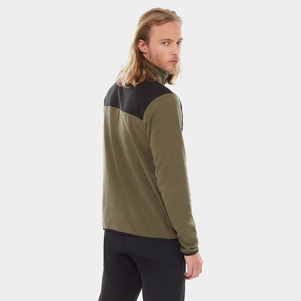 Fleece Mikiny The North Face TKA Glacier Snap-Neck Panske Zelene Čierne | PFZ-382475