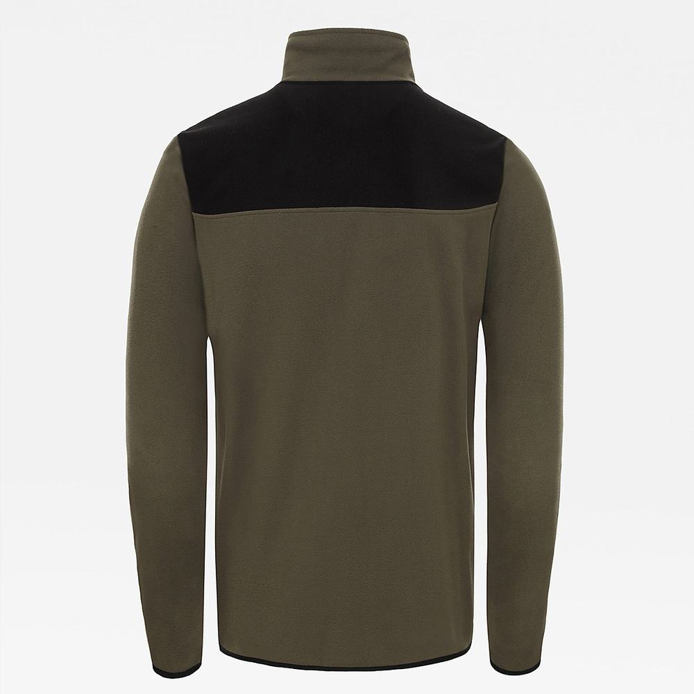Fleece Mikiny The North Face TKA Glacier Snap-Neck Panske Zelene Čierne | PFZ-382475